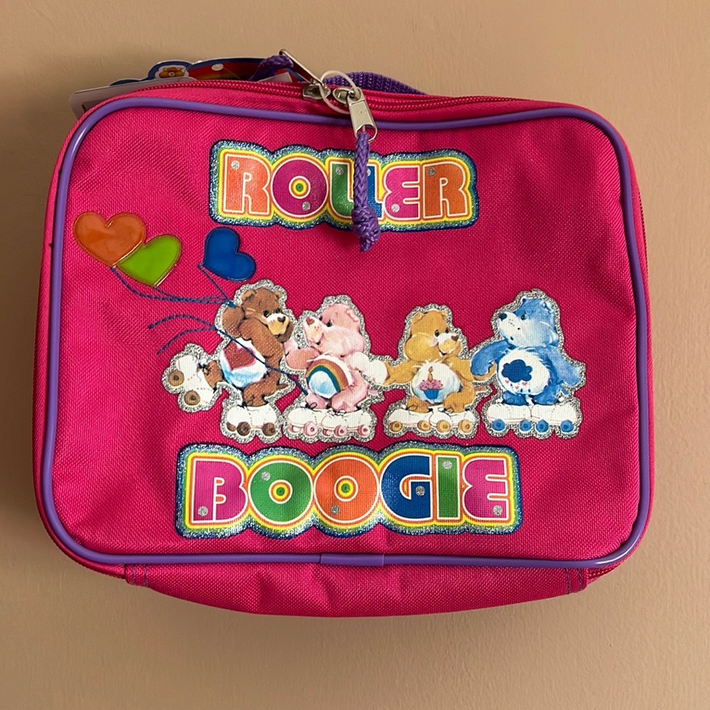 Care Bears Roller Boogie Lunch Bag Tote New Old Stock Pink Grumpy Tenderheart